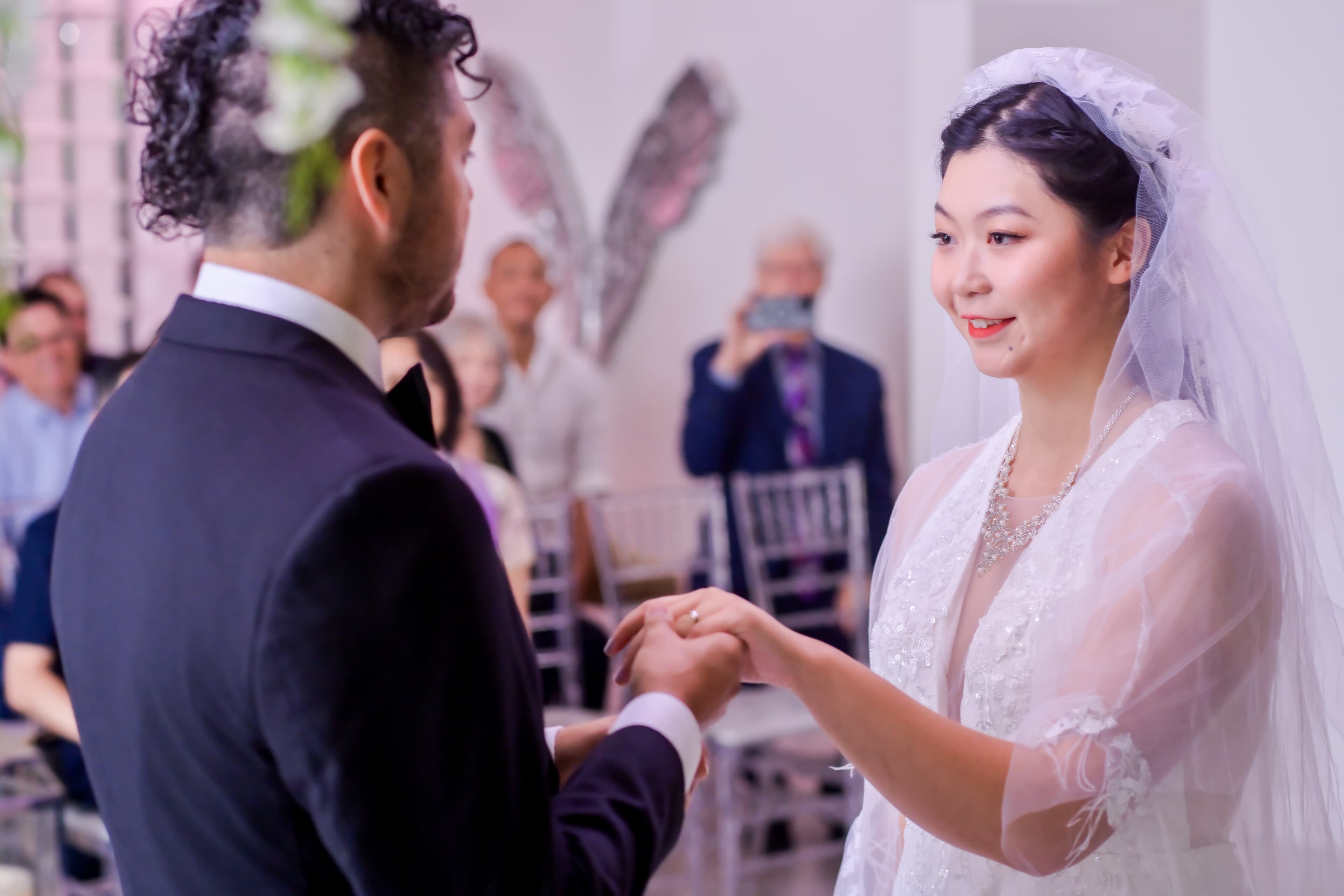 Bridal emotional tender vow exchange