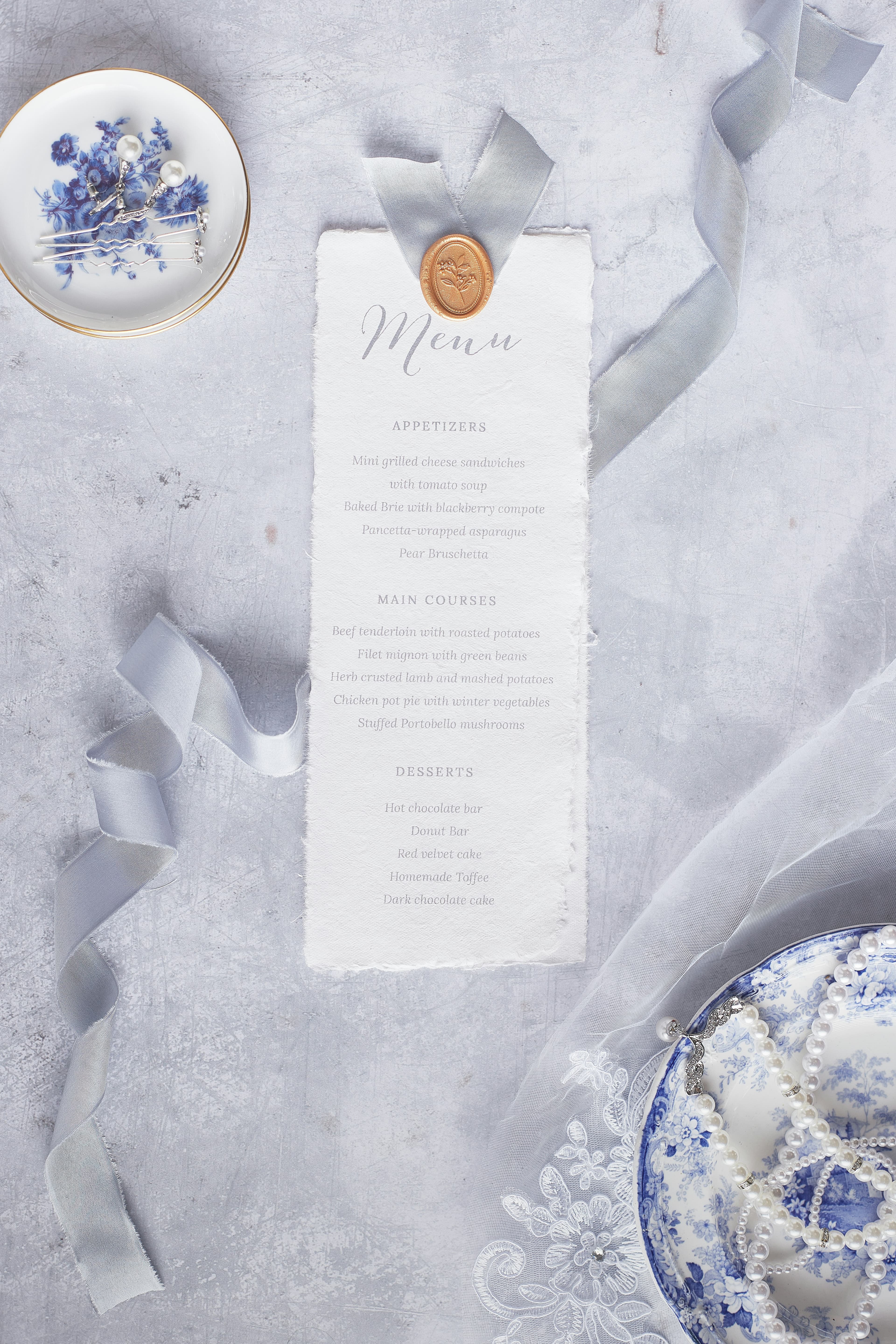 Clean minimal menu card
