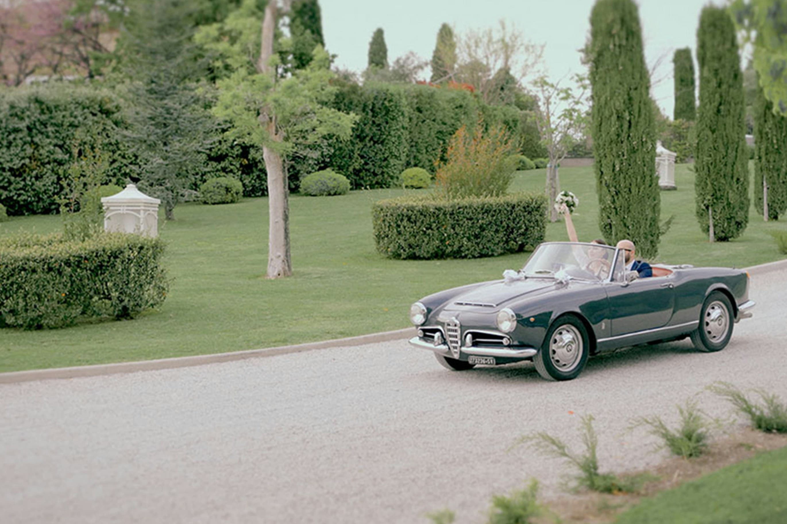 Vintage charming getaway car