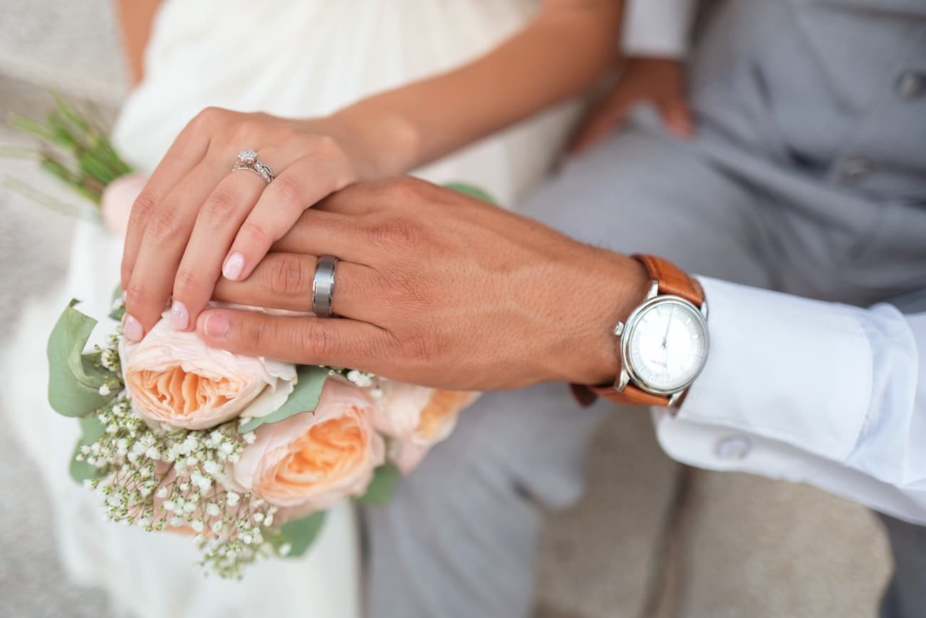 Romantic tender hand clasp